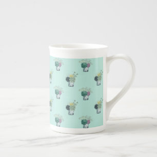 Taza De Porcelana Colección de la felicidad de plantas   Suculentos