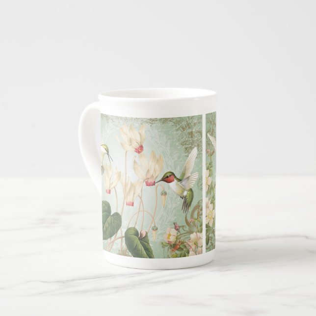 Taza De Porcelana Colibríes modernos del francés del vintage (Izquierda)