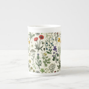 Taza De Porcelana Collage de flores silvestres