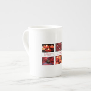 Taza De Porcelana Collage de navidades en rojo
