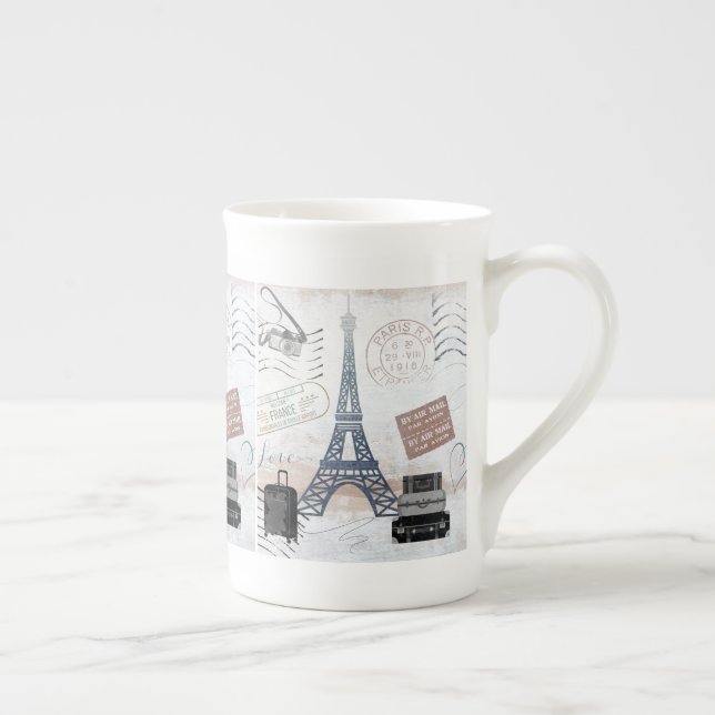 Taza De Porcelana Collage de viajes de París (Derecha)