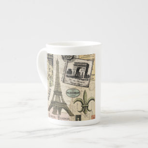 Taza De Porcelana Collage de viajes modernos en francés