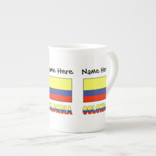Taza De Porcelana Colombia y la bandera colombiana personalizada