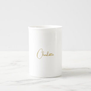 Taza De Porcelana Color de oro del guión de caligrafía minimalista
