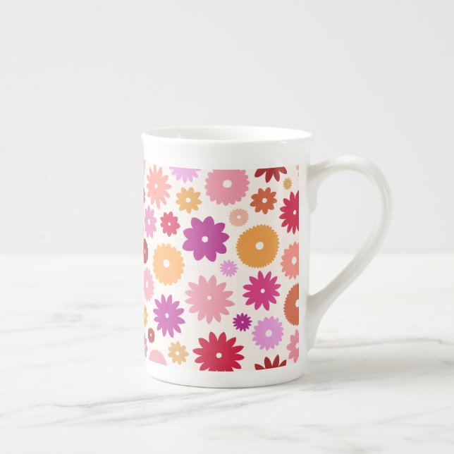 Taza De Porcelana Colorful Blooms Pattern (Derecha)