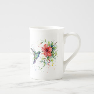 Taza De Porcelana Colorful Hummingbird Watercolor Floral Nature Art