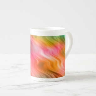 Taza De Porcelana Colorida textura ondulada de flor de grúa