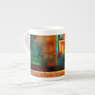 Taza De Porcelana Coloridas plazas Patrón de arte abstracto moderno