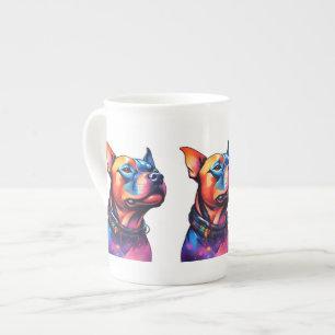 Taza De Porcelana Colorido diseño de Cyberpunk Bull Terrier,