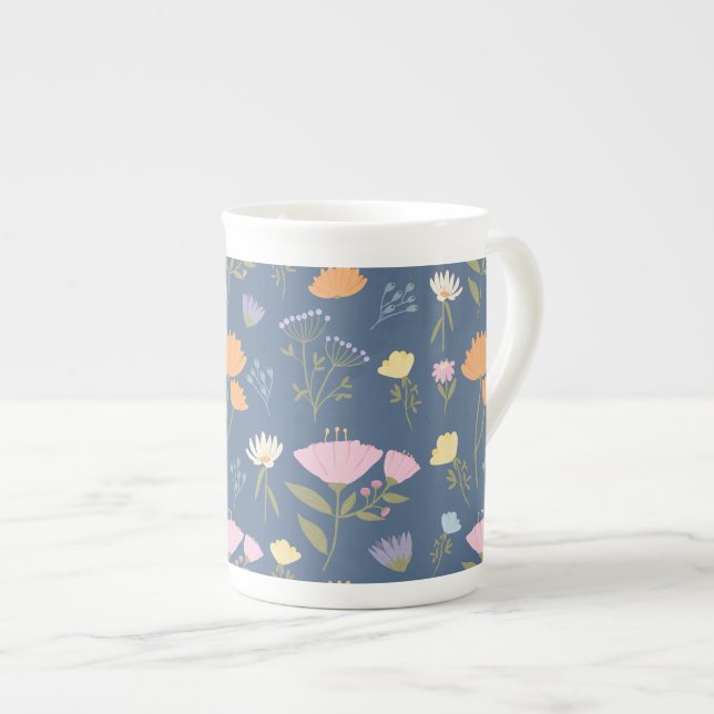 Taza De Porcelana Colourful meadow on blue (Derecha)