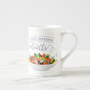 Taza De Porcelana Coma más plantas con letras de motivación de ensal