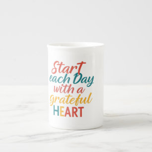 Taza De Porcelana Comenzar cada día con un corazón agradecido - espe