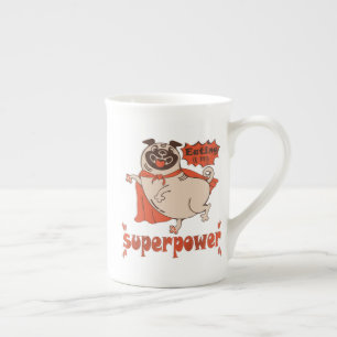 Taza De Porcelana Comer es mi sobrenombre rojo cloak pug estilo cómi