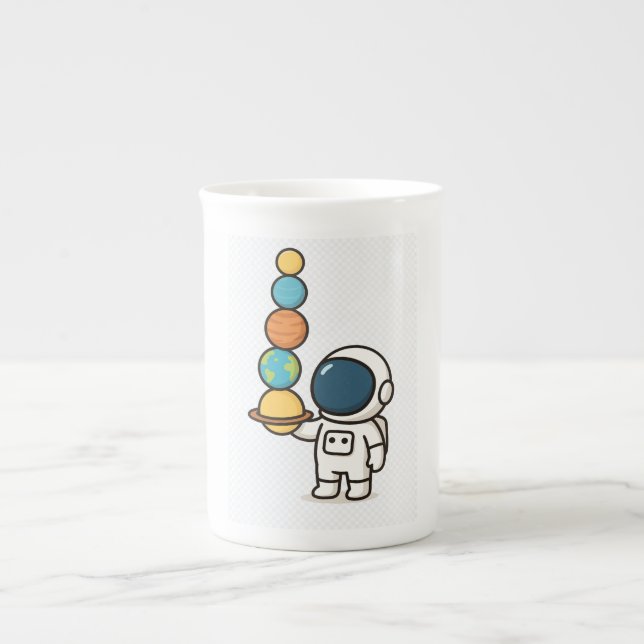 Taza De Porcelana Compañero de café cósmico - Astronauta lindo (Frente)
