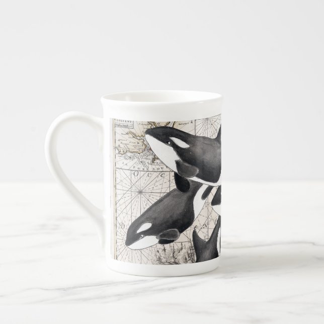 Taza De Porcelana Compás náutico de la orca (Izquierda)