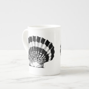 Taza De Porcelana Concha de foca - blanco y negro