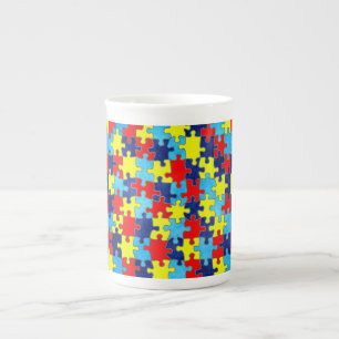 Taza De Porcelana Conciencia-Rompecabezas del autismo de Shirley