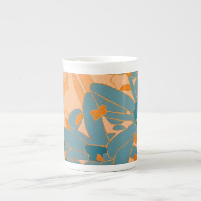 Taza De Porcelana Contemporary Leaf Design in Peach Label (Frente)
