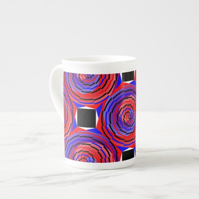 Taza De Porcelana Contrarreloj rojo y azul de Kenneth Yoncich (Izquierda)