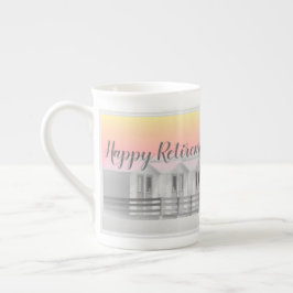 Taza De Porcelana Copa de Jubilación con cabañas de playa a orillas 