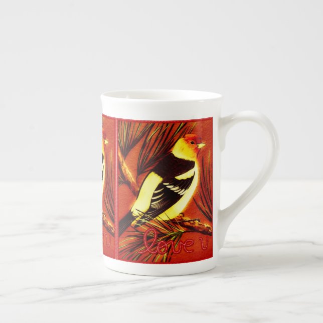 Taza De Porcelana Copa del Día de San Valentín de Tanager Occidental (Derecha)