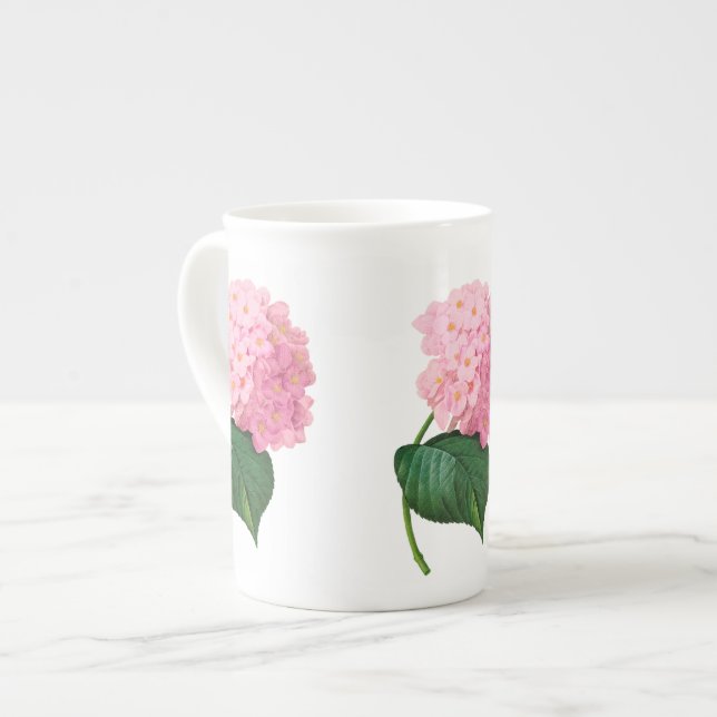 Taza De Porcelana Copa Mug de Flores Redondas de Hydrangea Rosa (Izquierda)