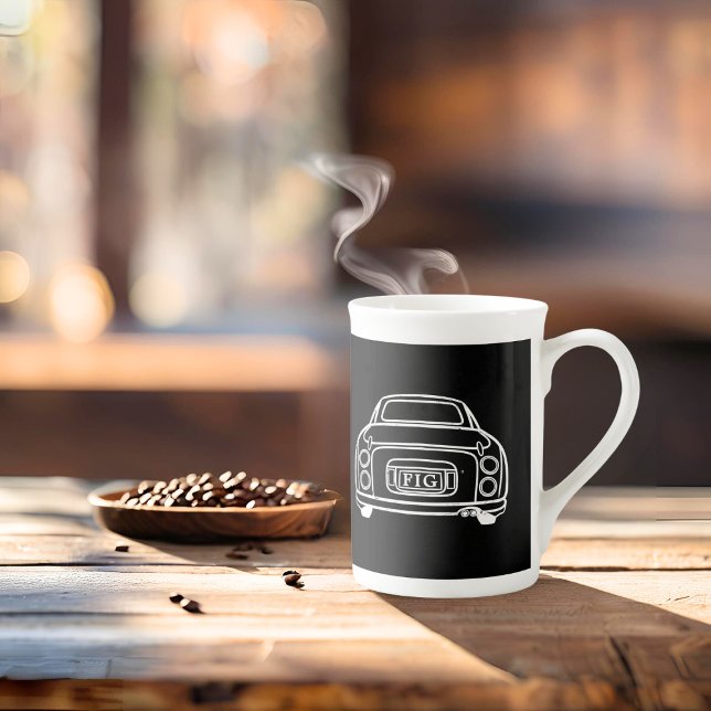 Taza De Porcelana Copa Tokio Monograma Figaro Coche Espresso (Figaro Bone China Mug for teas or coffees. Add your initials!)