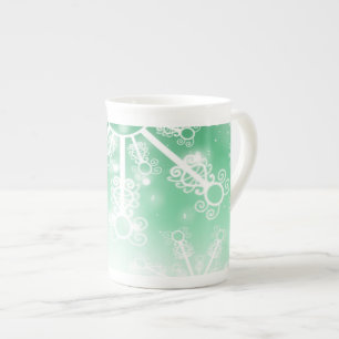 Taza De Porcelana Copo de nieve verde