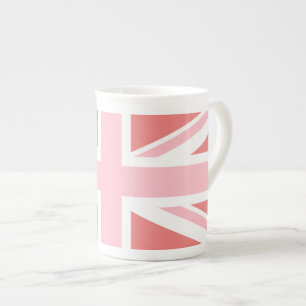 Taza De Porcelana Coral Claro y Union Jack Rosa