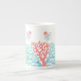 Taza De Porcelana Coral y Jellyfish Mug