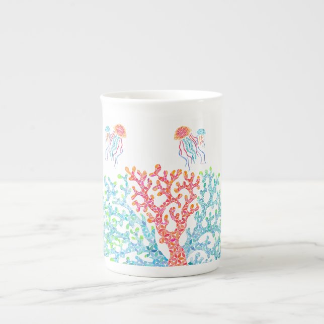 Taza De Porcelana Coral y Jellyfish Mug (Frente)