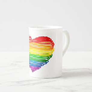 Taza De Porcelana Corazón de colores de arcoíris de SlipperyJoe gara