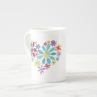 Taza De Porcelana Corazón de flores