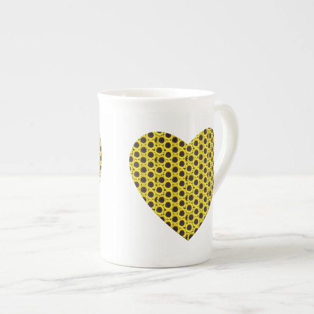 Taza De Porcelana Corazón de girasol (Derecha)