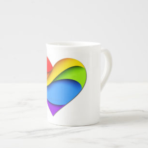 Taza De Porcelana Corazón en forma de SlipperyJoe en capas de arcoír