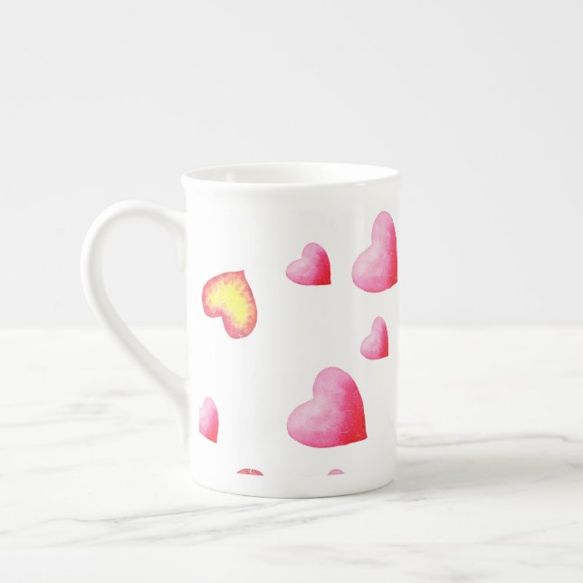 Taza De Porcelana Corazón rojo romántico (Izquierda)