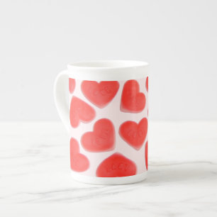 Taza De Porcelana Corazones dulces Mugre de porcelana de huesos rosa