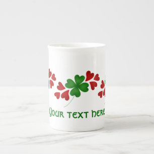 Taza De Porcelana Corazones y trébol