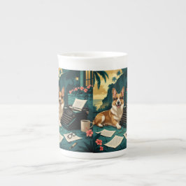Taza De Porcelana Corgi Dog con piel brillante y una cosecha de caba