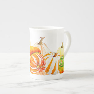 Taza De Porcelana Cosecha de calabaza en un tazón hueso de China