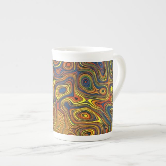 Taza De Porcelana Crazy Swirls Bone China Mug, Resumen Diseño (Derecha)