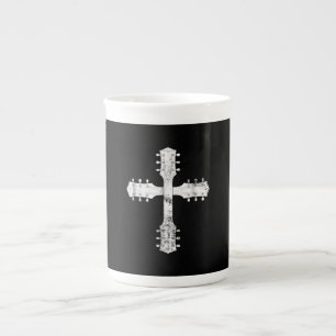 Taza De Porcelana cruz de guitarra del equipo de culto cristiano