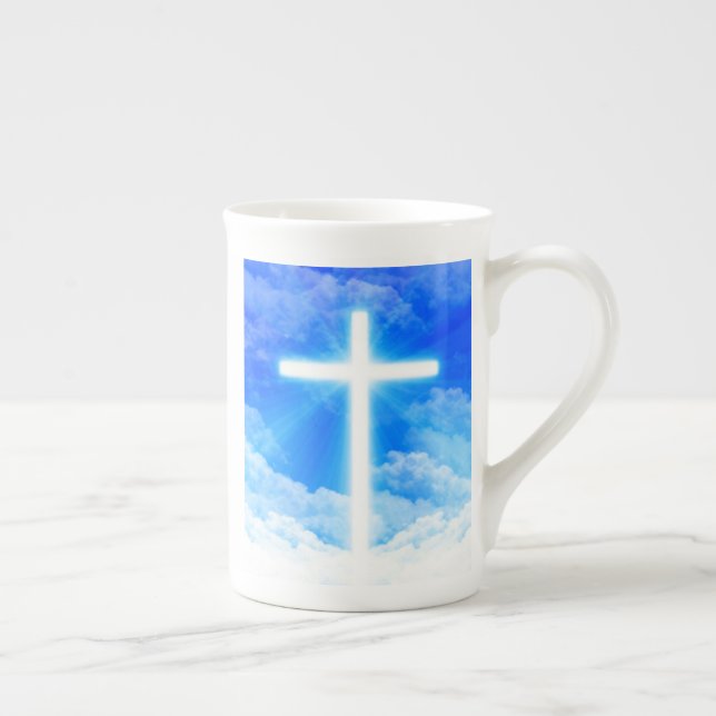 Taza De Porcelana Cruz de la Luz Jesucristo Personalizable Cristiano (Derecha)