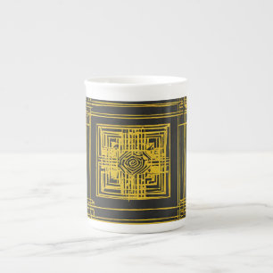Taza De Porcelana Cuadrado dorado