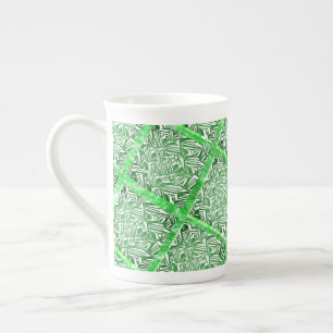 Taza De Porcelana Cuadrados, mosaico falso, follaje verde falso