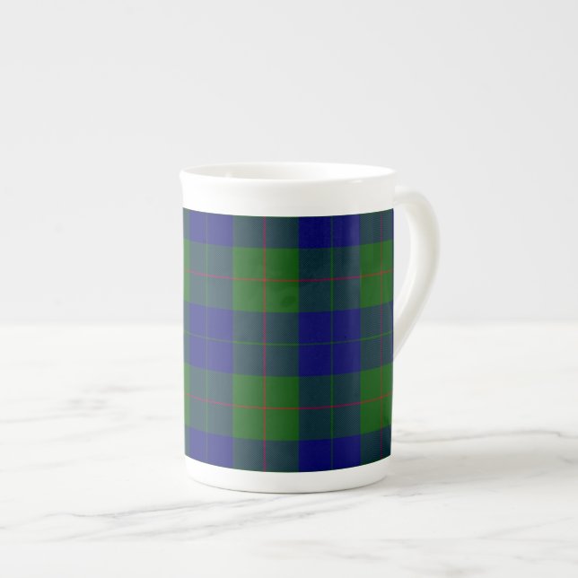 Taza De Porcelana Cuadro de tartán azul verde Barclay (Derecha)