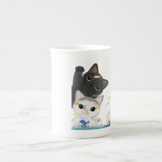 Taza De Porcelana Cuatro gatos lindos de Medaka
