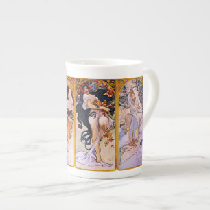 Taza De Porcelana Cuatro temporadas del Art Nouveau ahuman la músic