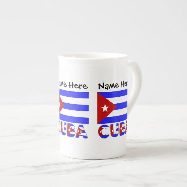 Taza De Porcelana Cuba Bandera azul clara personalizada (Derecha)