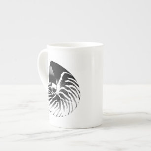 Taza De Porcelana Cubierta de Nautilus - azul marino y blanco